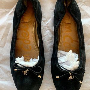 Sam Edelman Felicia Ballet Flats In Black Faux Suede Size 10